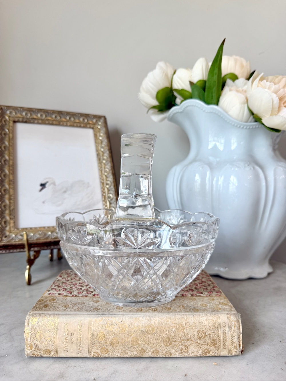 Vintage Bohemia Crystal Basket